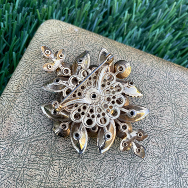 Brown and Yellow Rhinestone Brooch Jewelry Bloomers and Frocks
